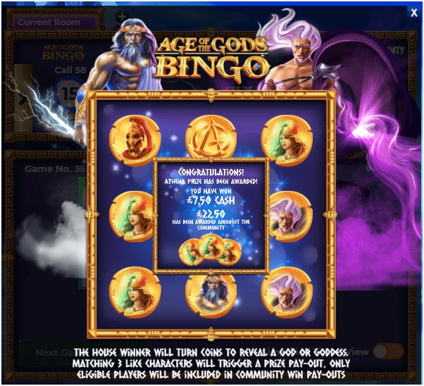 Age of the Gods Bingo game jackpots